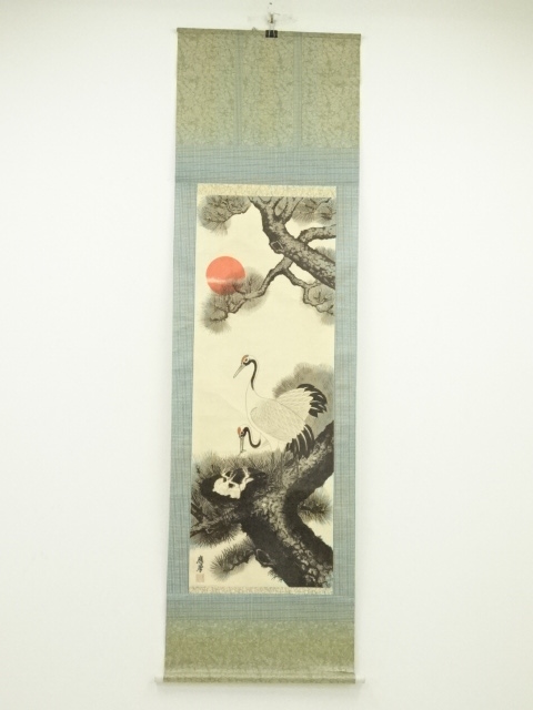 JAPANESE HANGING SCROLL / PRINTED / CRANES